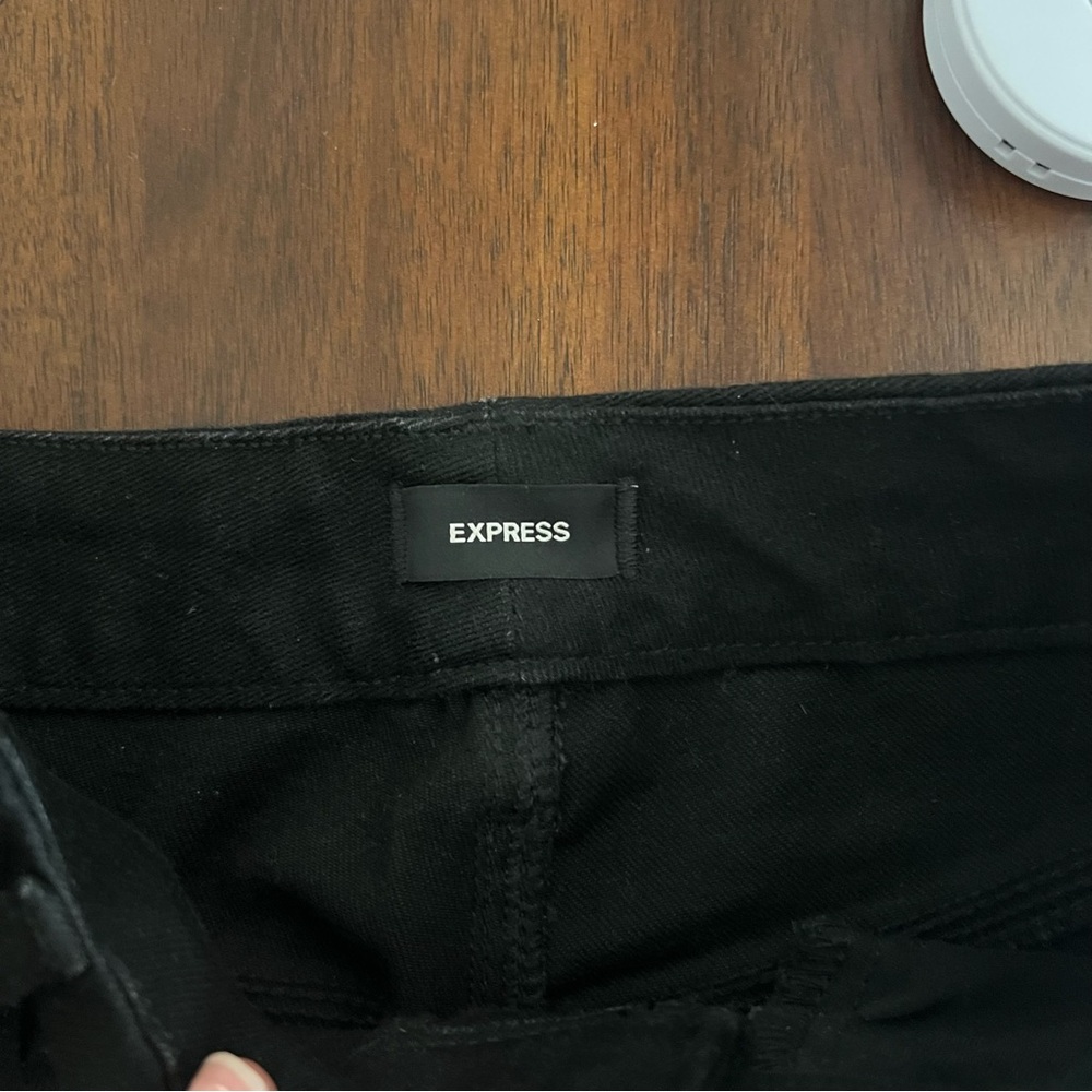 Express High Waisted Black 90s Slim Jeans in pitch black // size Small Regular - Picture 7 of 8